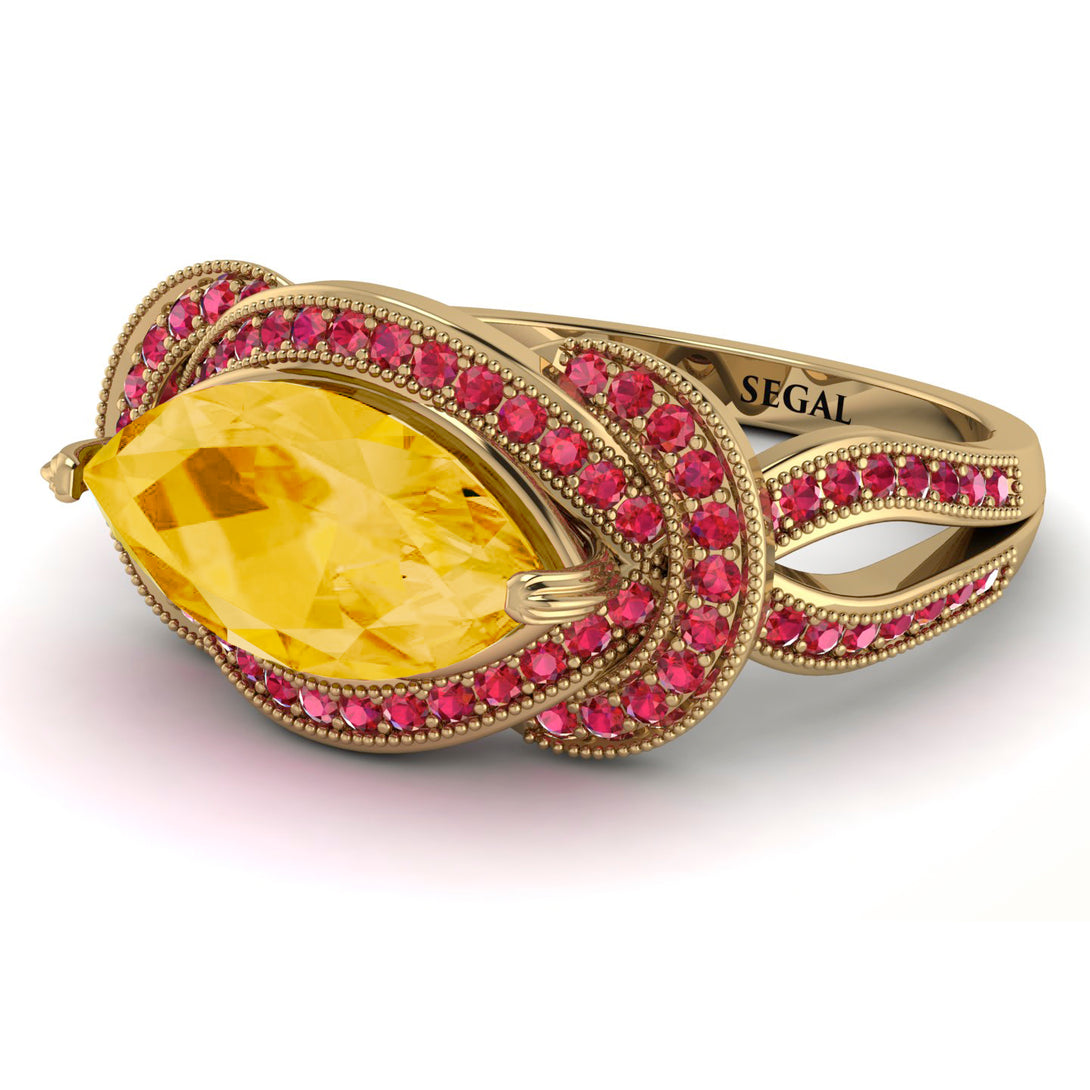 Milgrain Marquise Citrine Engagement Ring - Marley No. 610
