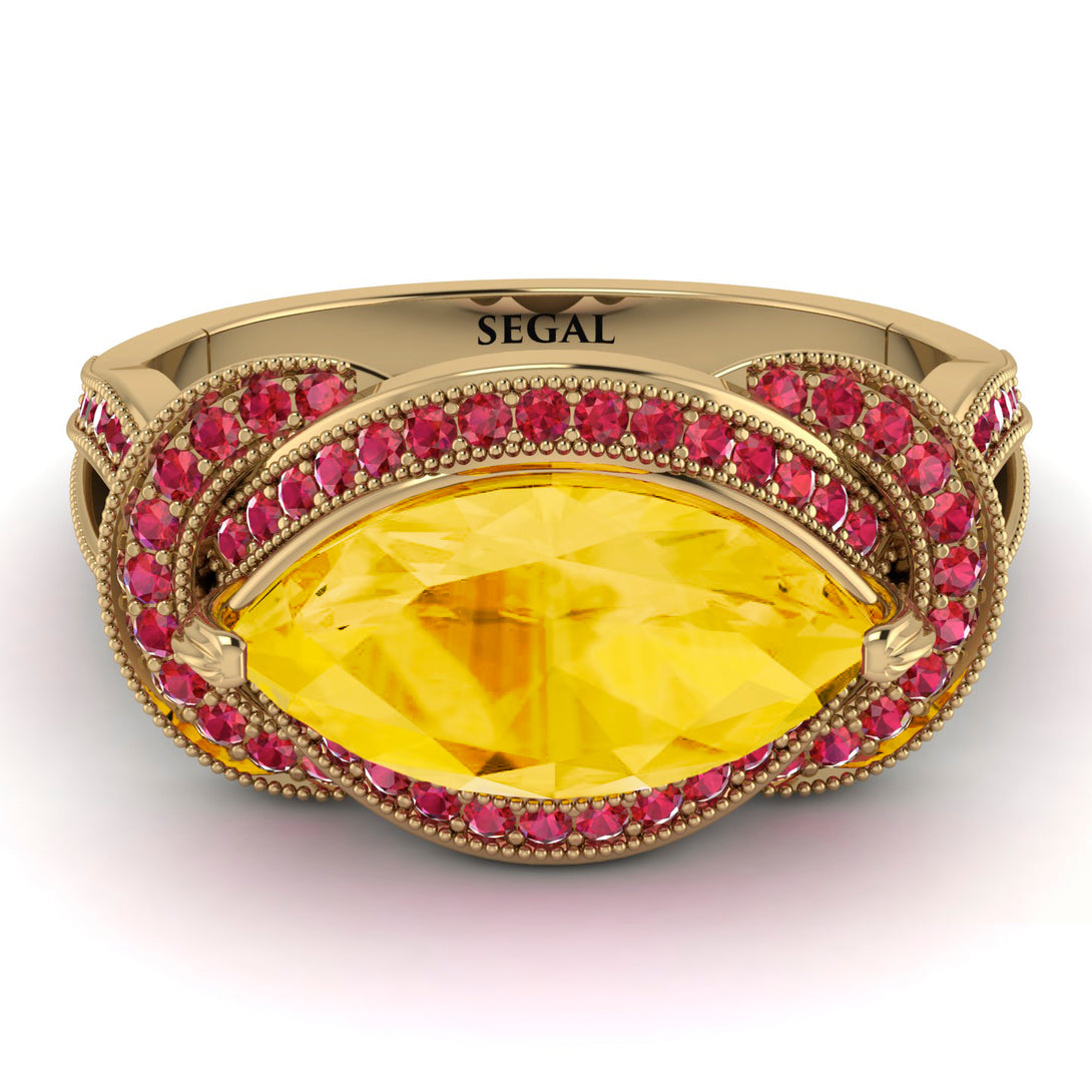 Milgrain Marquise Citrine Engagement Ring - Marley No. 610