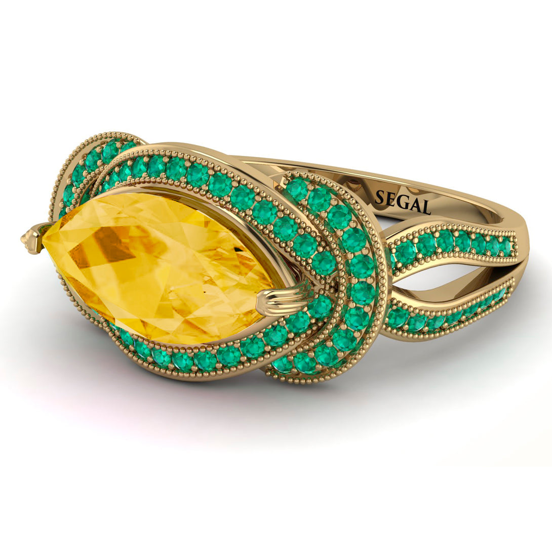 Milgrain Marquise Citrine Engagement Ring - Marley No. 604