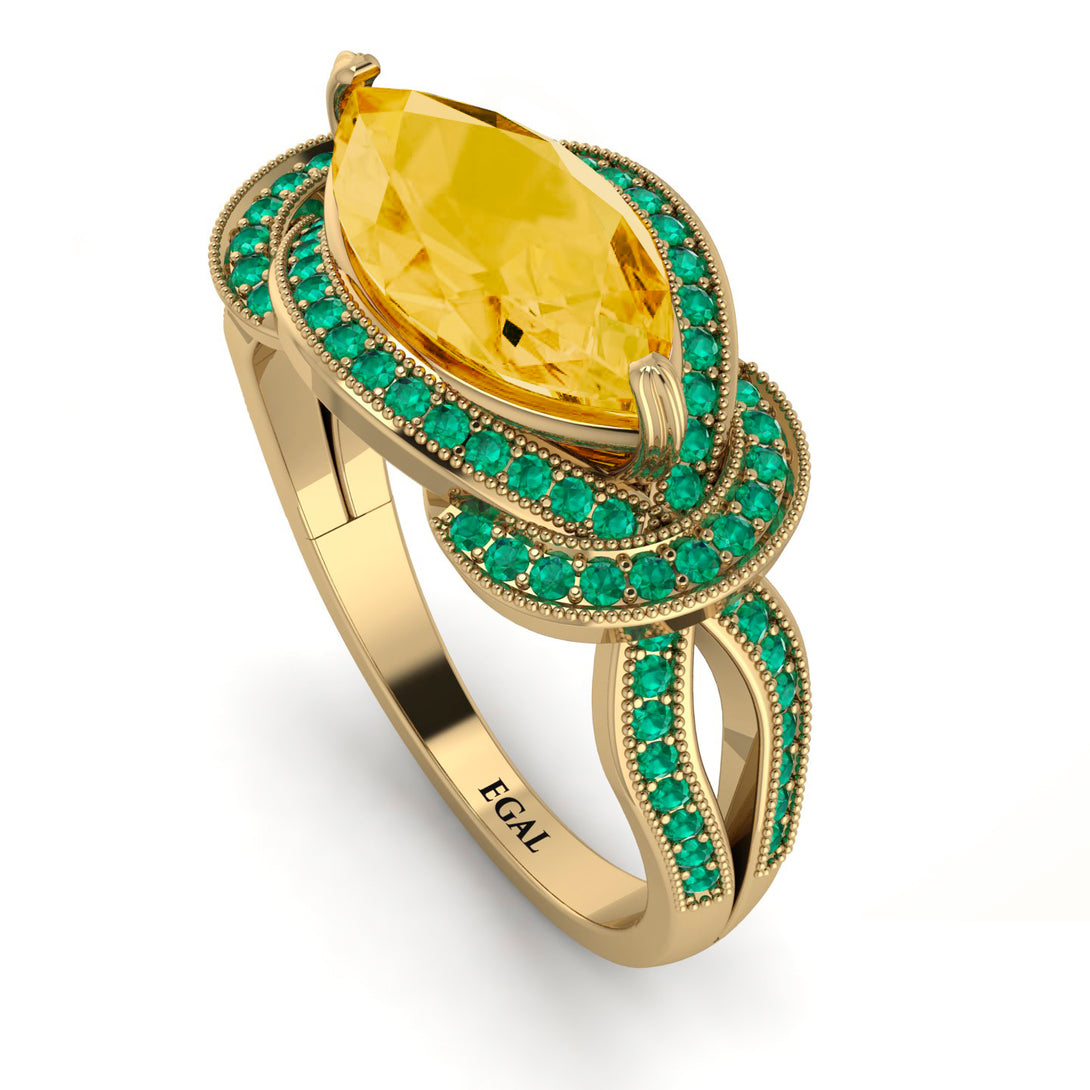 Milgrain Marquise Citrine Engagement Ring - Marley No. 604