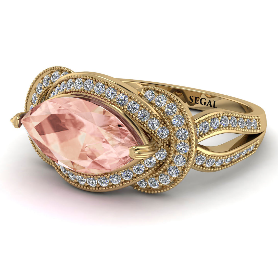 Milgrain Marquise Morganite Engagement Ring - Marley No. 901