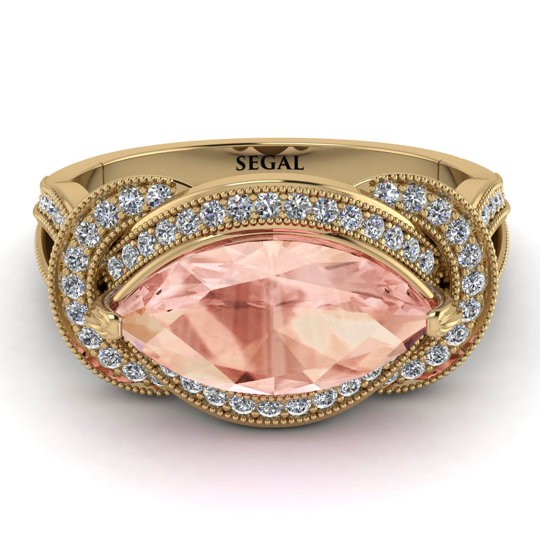Milgrain Marquise Morganite Engagement Ring - Marley No. 901