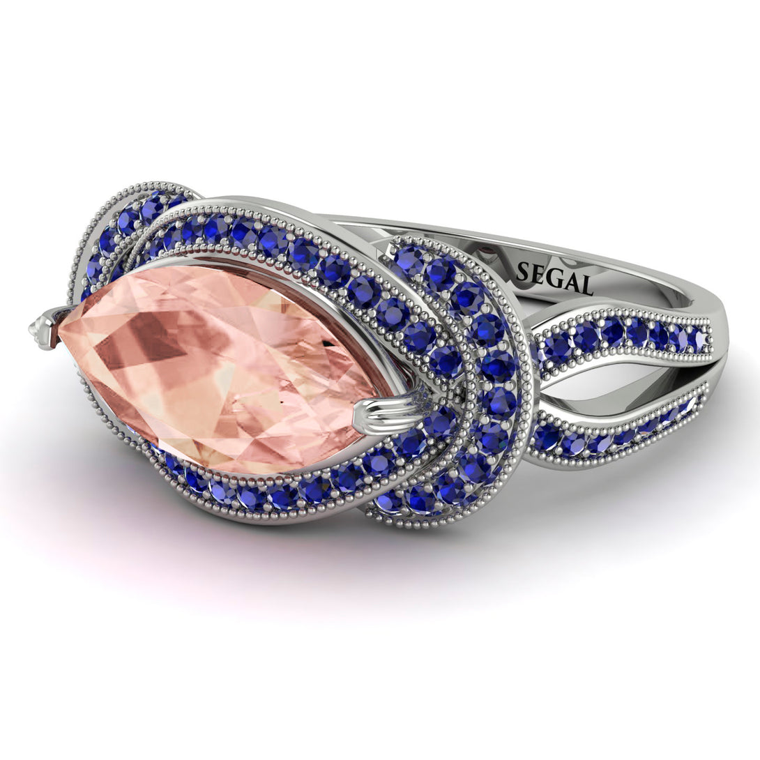 Milgrain Marquise Morganite Engagement Ring - Marley No. 915