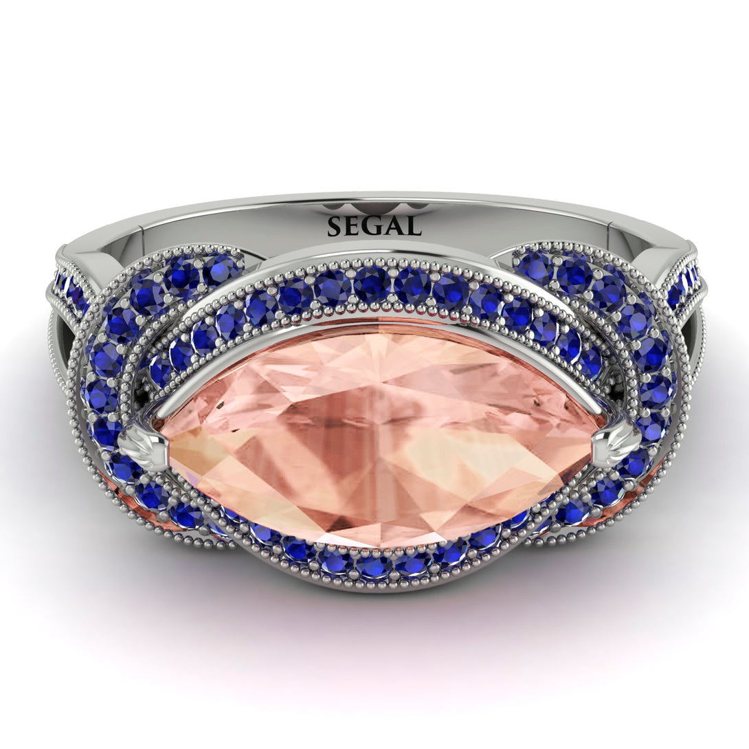 Milgrain Marquise Morganite Engagement Ring - Marley No. 915