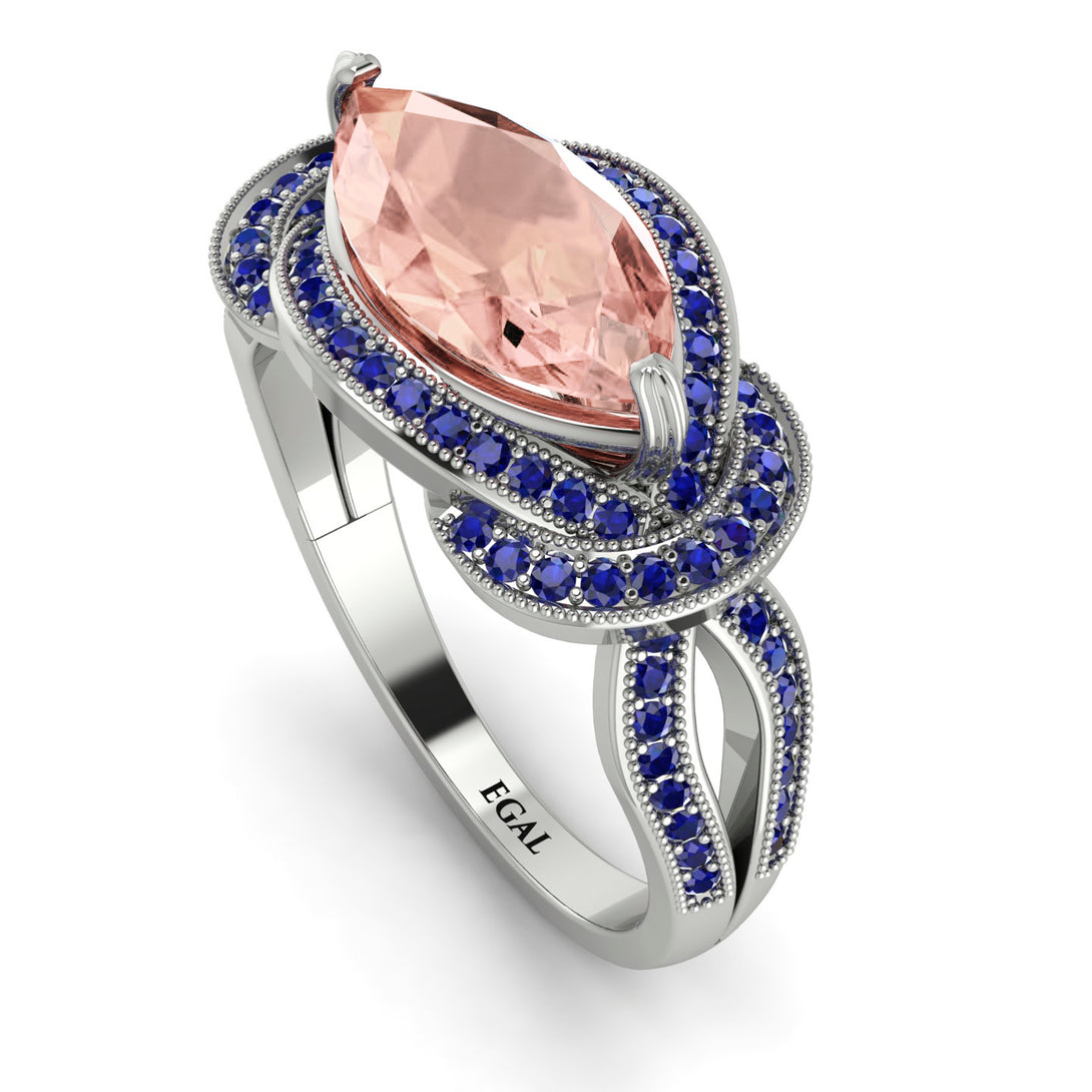 Milgrain Marquise Morganite Engagement Ring - Marley No. 915
