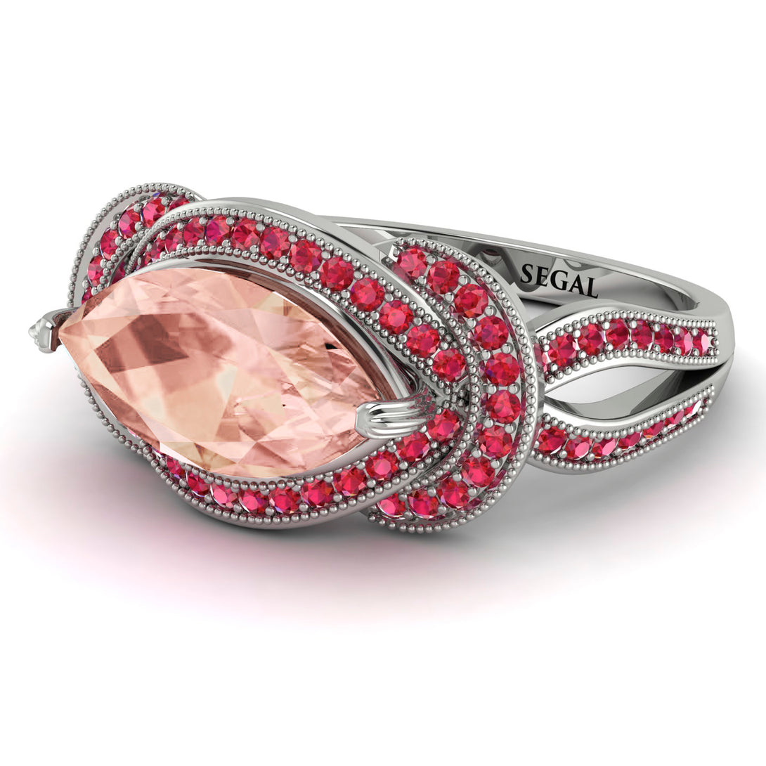 Milgrain Marquise Morganite Engagement Ring - Marley No. 912