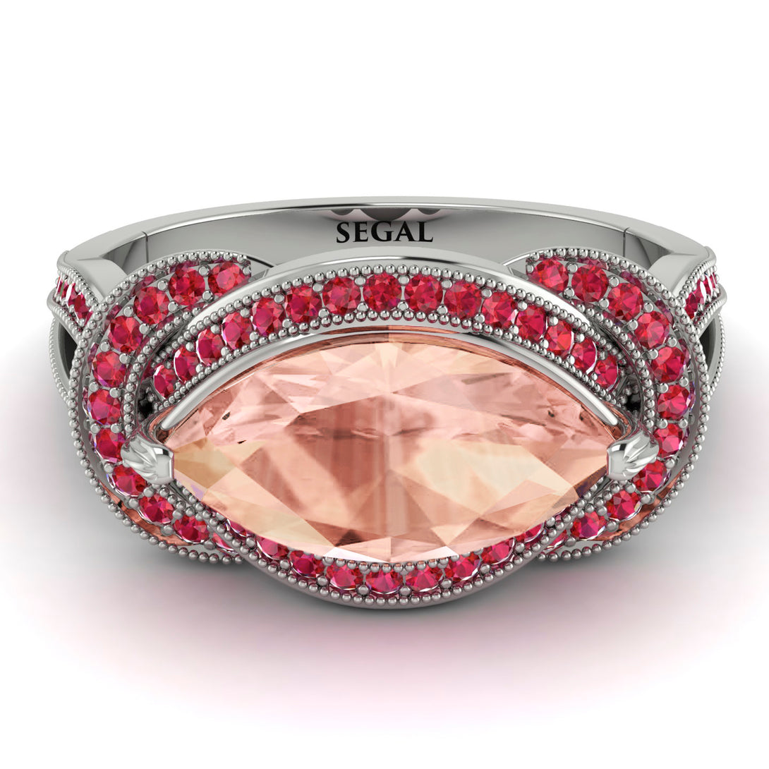 Milgrain Marquise Morganite Engagement Ring - Marley No. 912