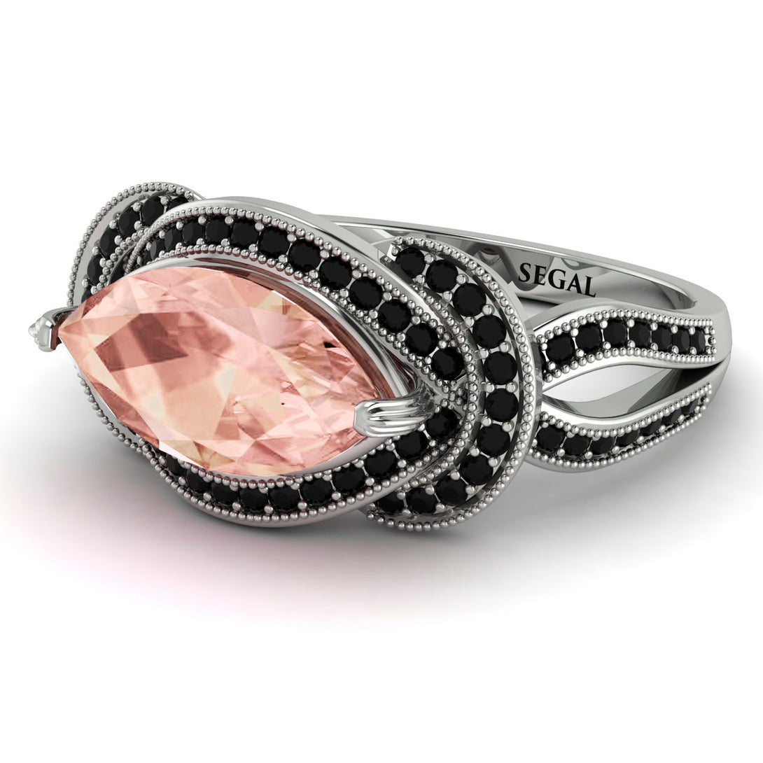 Milgrain Marquise Morganite Engagement Ring - Marley No. 909