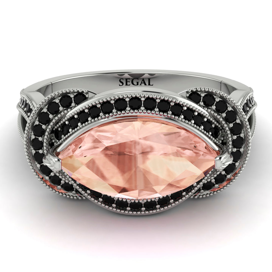 Milgrain Marquise Morganite Engagement Ring - Marley No. 909