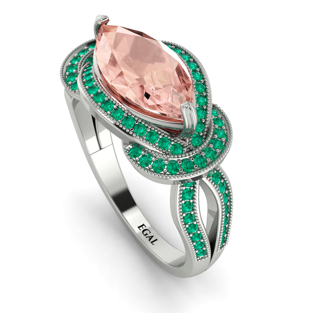 Milgrain Marquise Morganite Engagement Ring - Marley No. 906