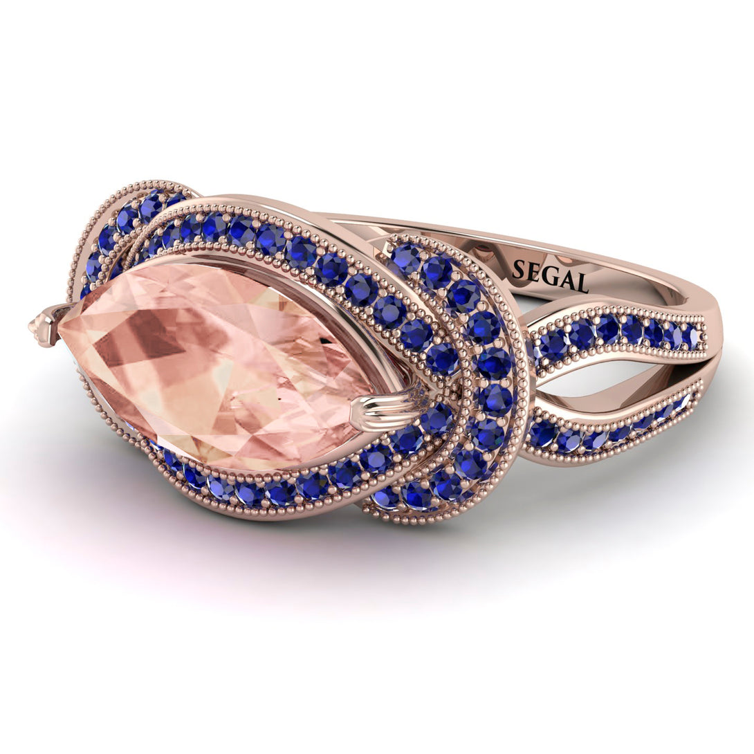 Milgrain Marquise Morganite Engagement Ring - Marley No. 914