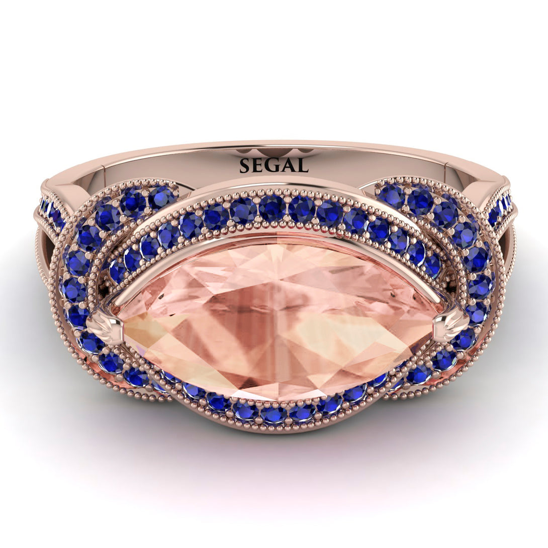 Milgrain Marquise Morganite Engagement Ring - Marley No. 914