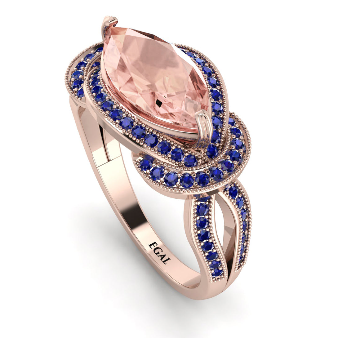Milgrain Marquise Morganite Engagement Ring - Marley No. 914