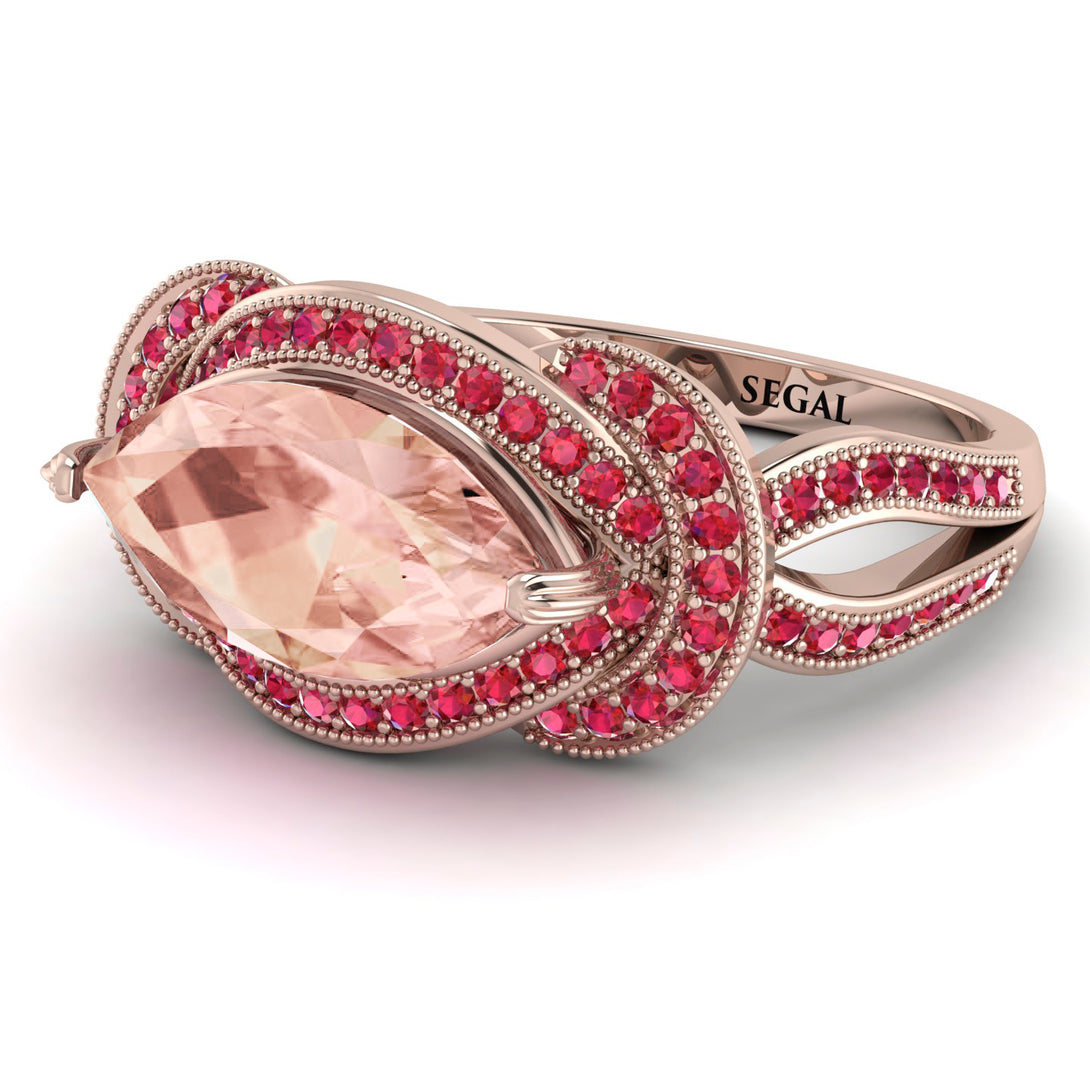 Milgrain Marquise Morganite Engagement Ring - Marley No. 911