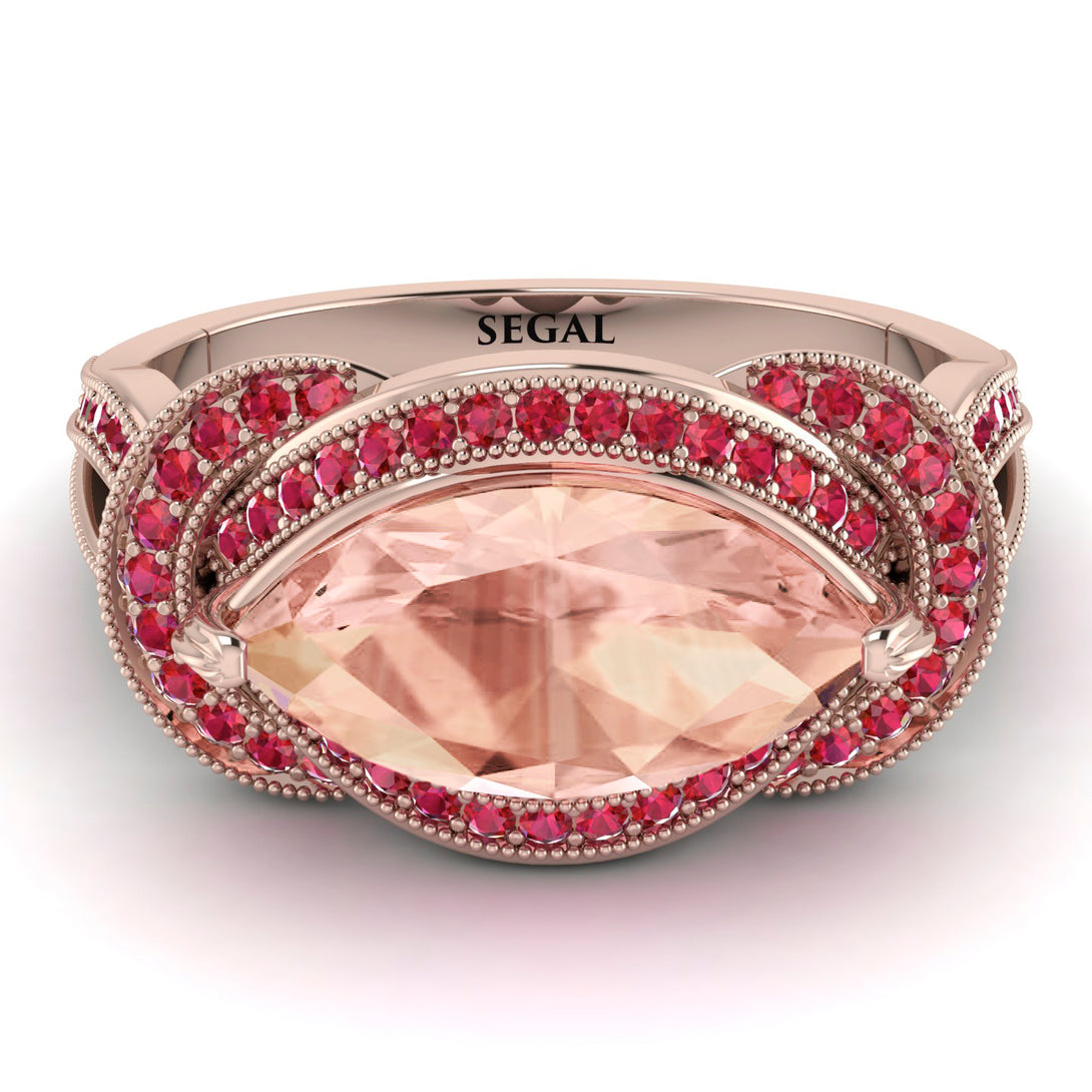Milgrain Marquise Morganite Engagement Ring - Marley No. 911