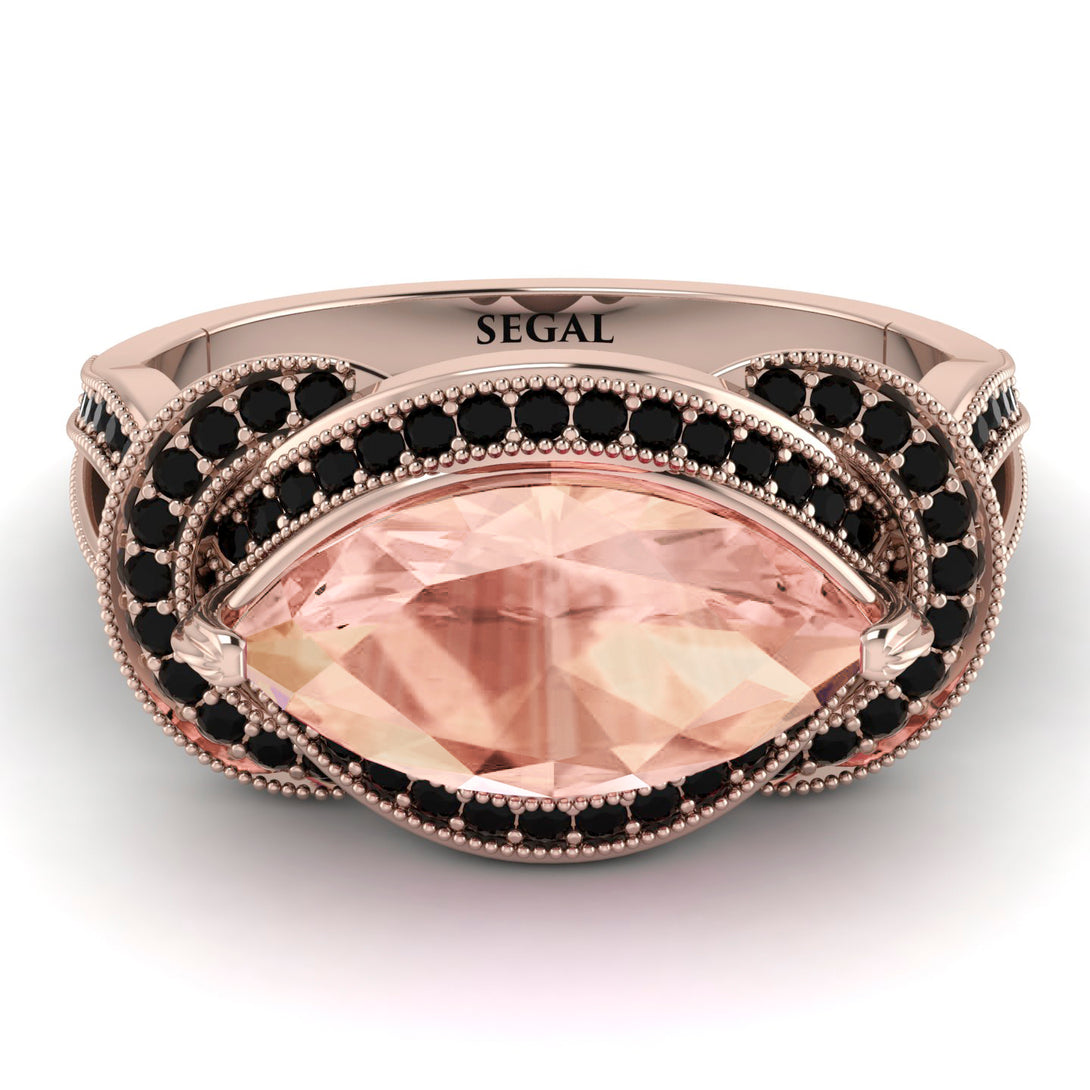Milgrain Marquise Morganite Engagement Ring - Marley No. 908