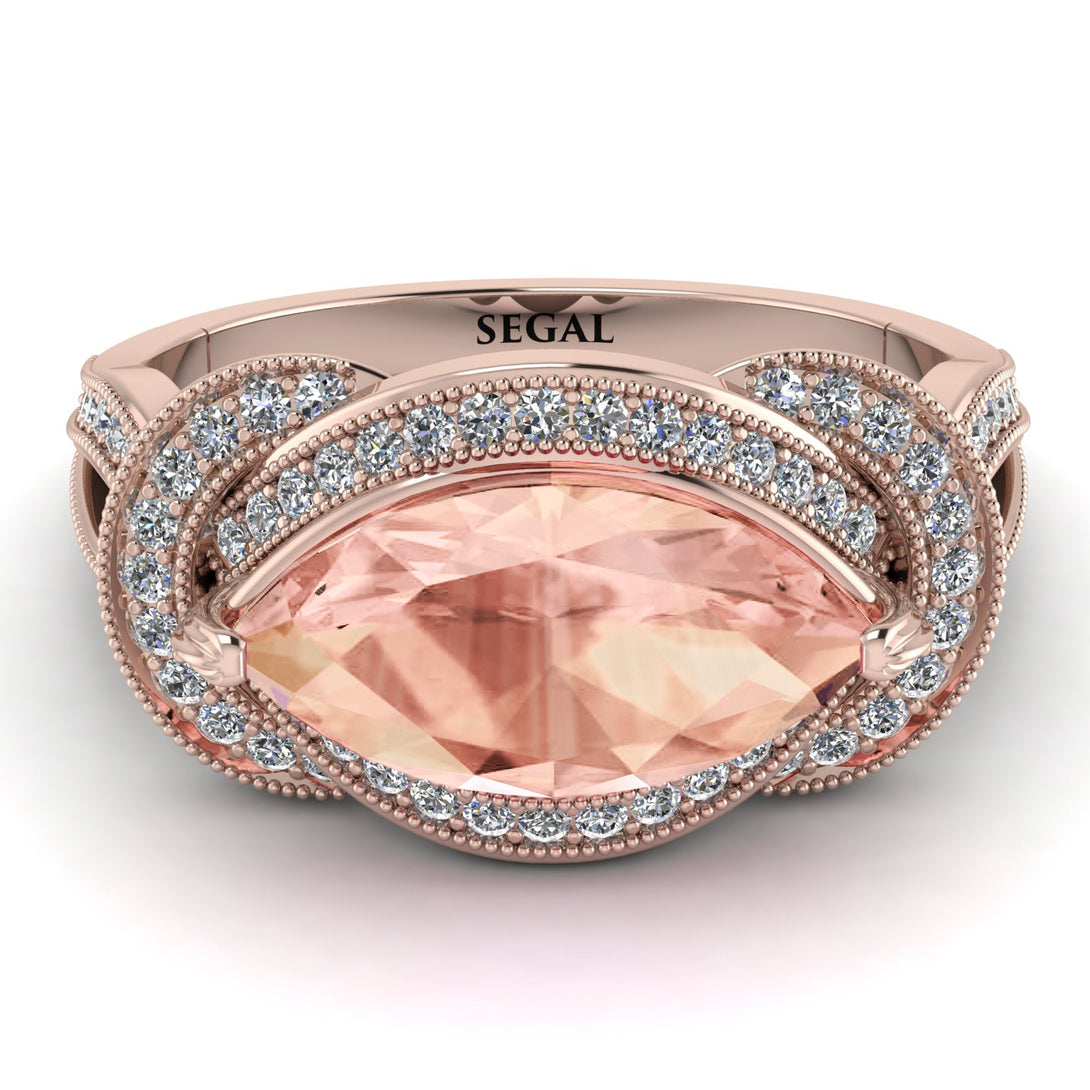 Milgrain Marquise Morganite Engagement Ring - Marley No. 902