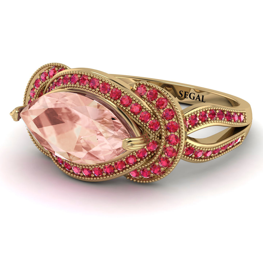 Milgrain Marquise Morganite Engagement Ring - Marley No. 910