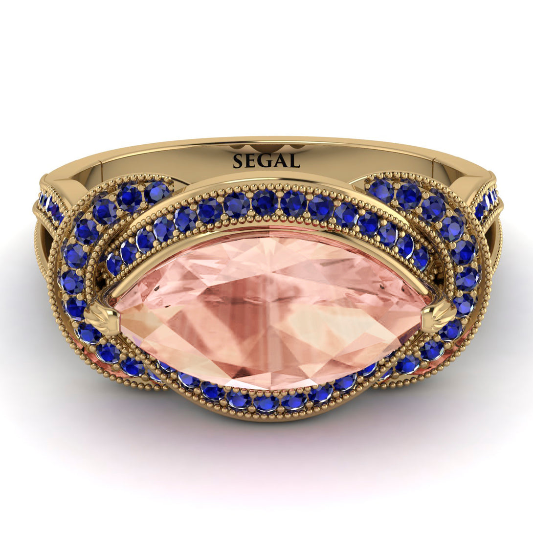 Milgrain Marquise Morganite Engagement Ring - Marley No. 913