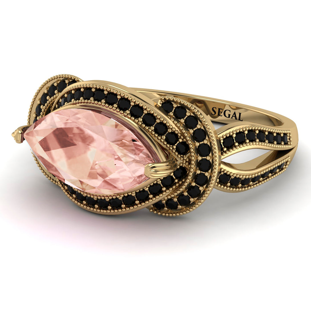 Milgrain Marquise Morganite Engagement Ring - Marley No. 907