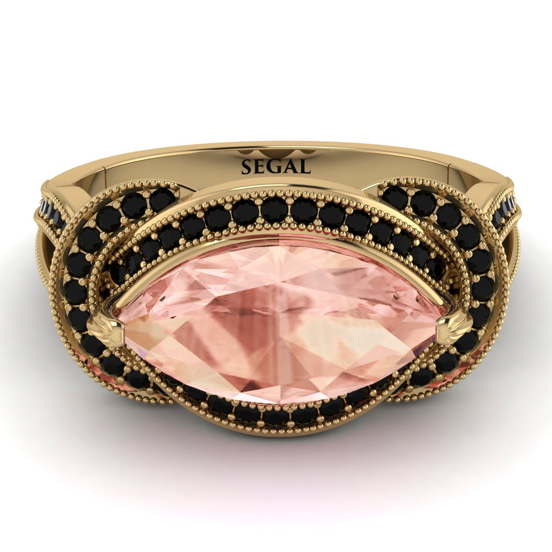 Milgrain Marquise Morganite Engagement Ring - Marley No. 907