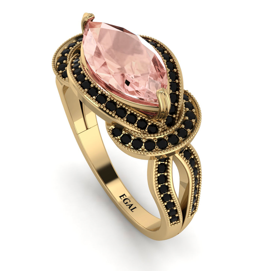 Milgrain Marquise Morganite Engagement Ring - Marley No. 907