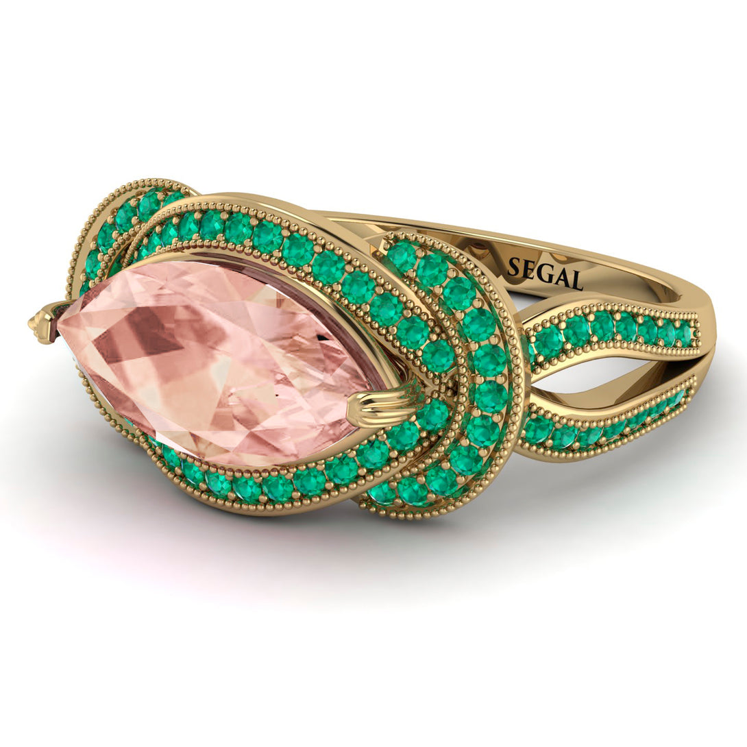 Milgrain Marquise Morganite Engagement Ring - Marley No. 904
