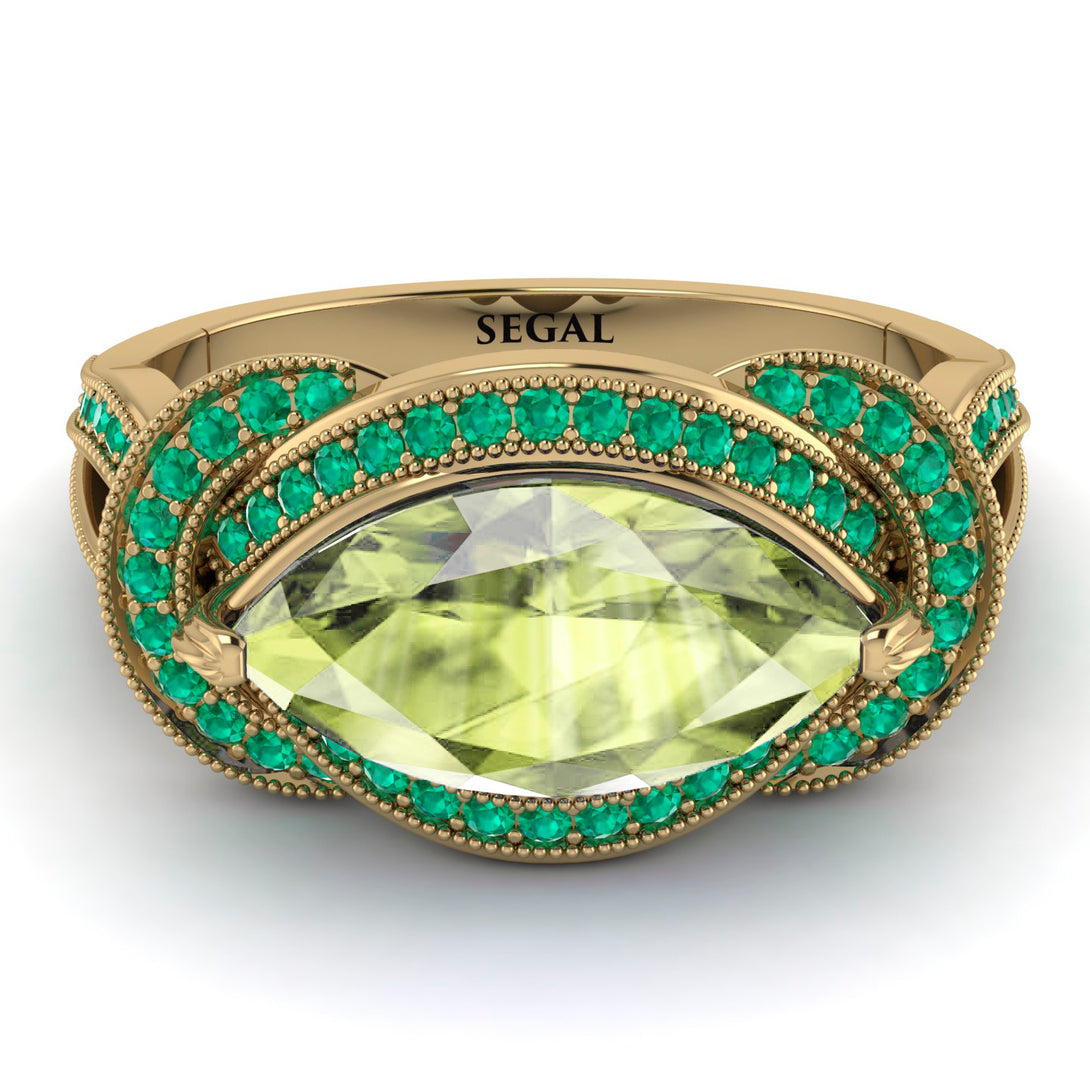 Milgrain Marquise Peridot Engagement Ring - Marley No. 704
