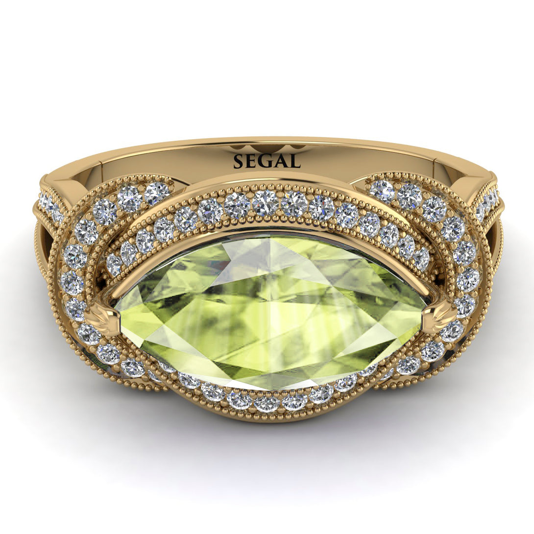 Milgrain Marquise Peridot Engagement Ring - Marley No. 701