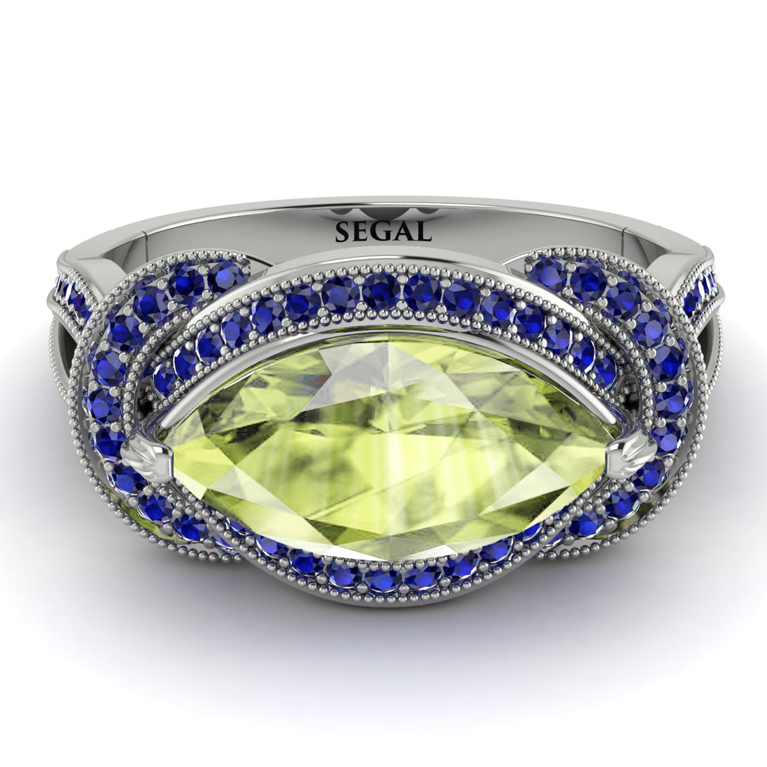 Milgrain Marquise Peridot Engagement Ring - Marley No. 715