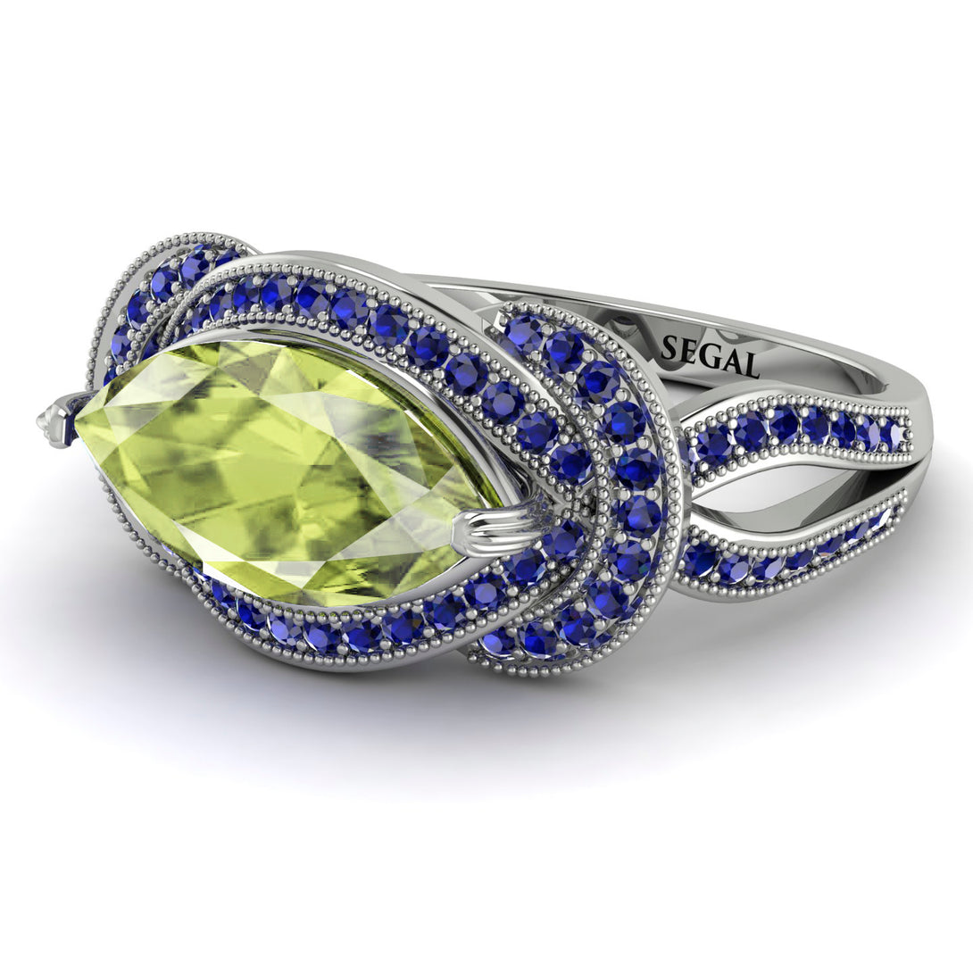 Milgrain Marquise Peridot Engagement Ring - Marley No. 715