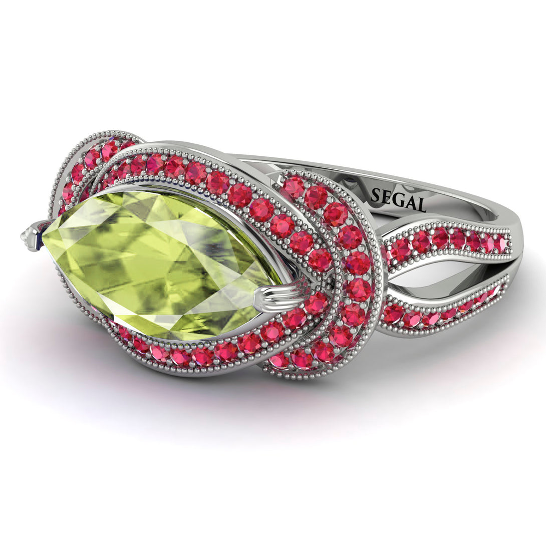 Milgrain Marquise Peridot Engagement Ring - Marley No. 712