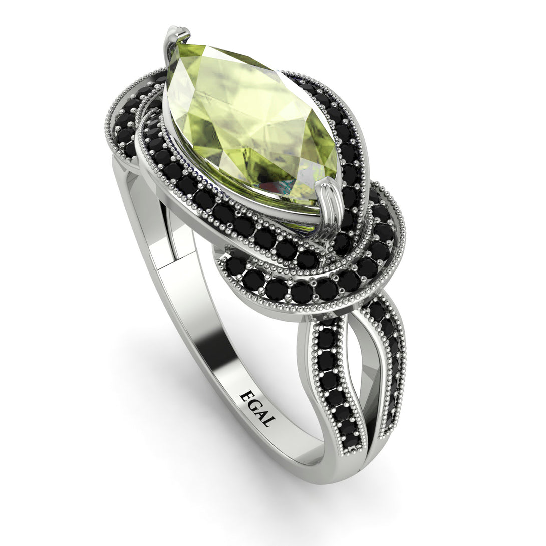 Milgrain Marquise Peridot Engagement Ring - Marley No. 709