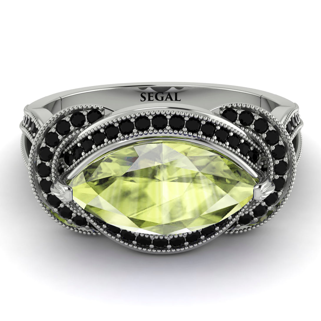 Milgrain Marquise Peridot Engagement Ring - Marley No. 709