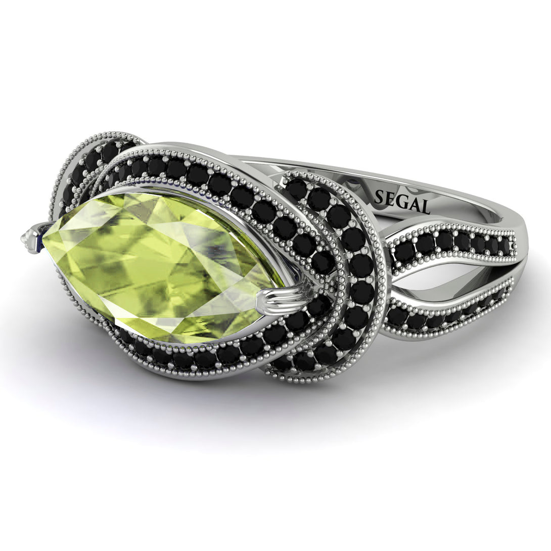Milgrain Marquise Peridot Engagement Ring - Marley No. 709