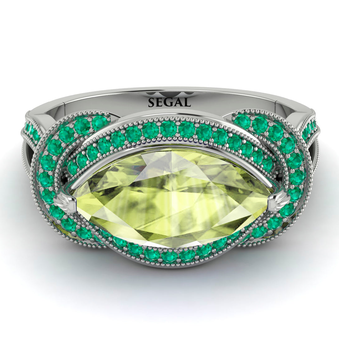 Milgrain Marquise Peridot Engagement Ring - Marley No. 706