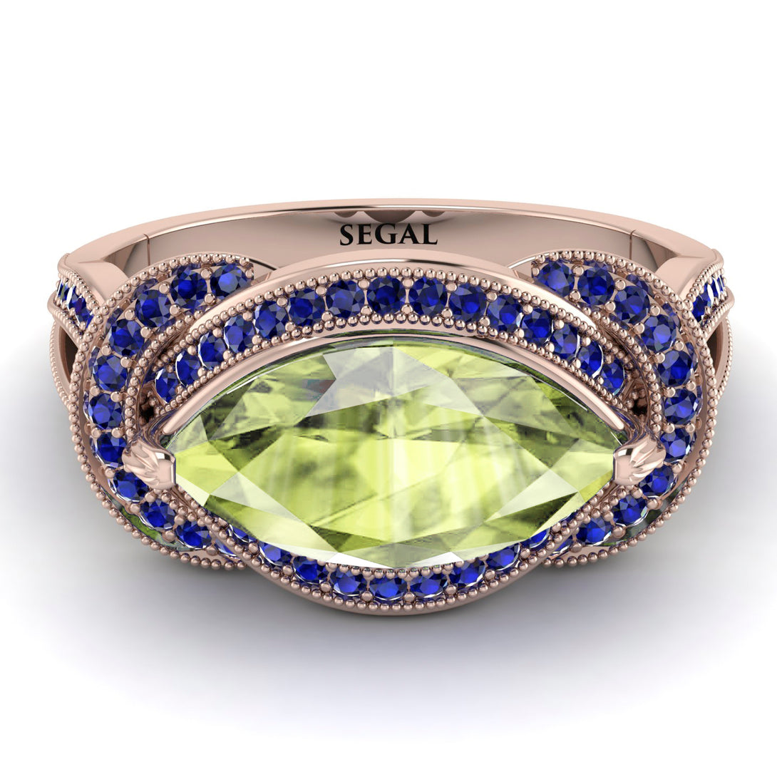 Milgrain Marquise Peridot Engagement Ring - Marley No. 714