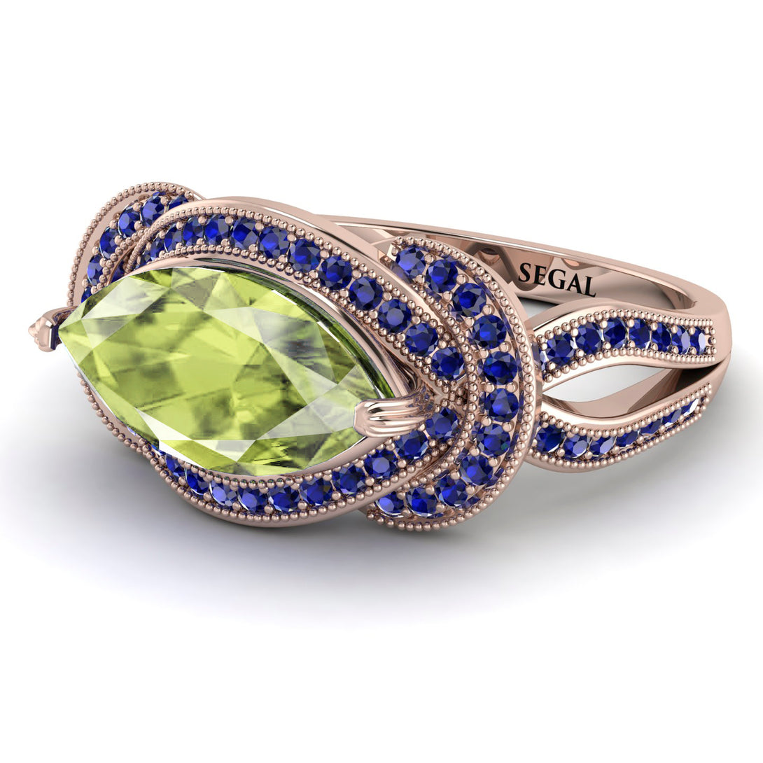 Milgrain Marquise Peridot Engagement Ring - Marley No. 714