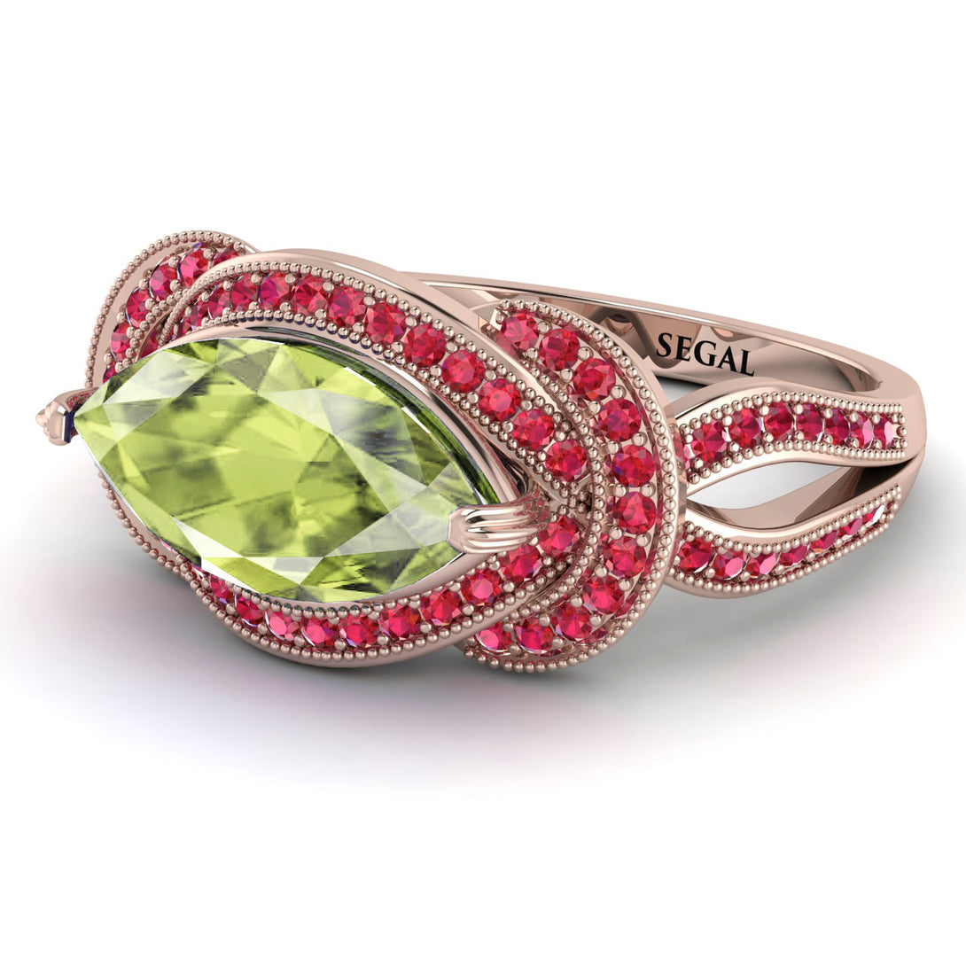 Milgrain Marquise Peridot Engagement Ring - Marley No. 711