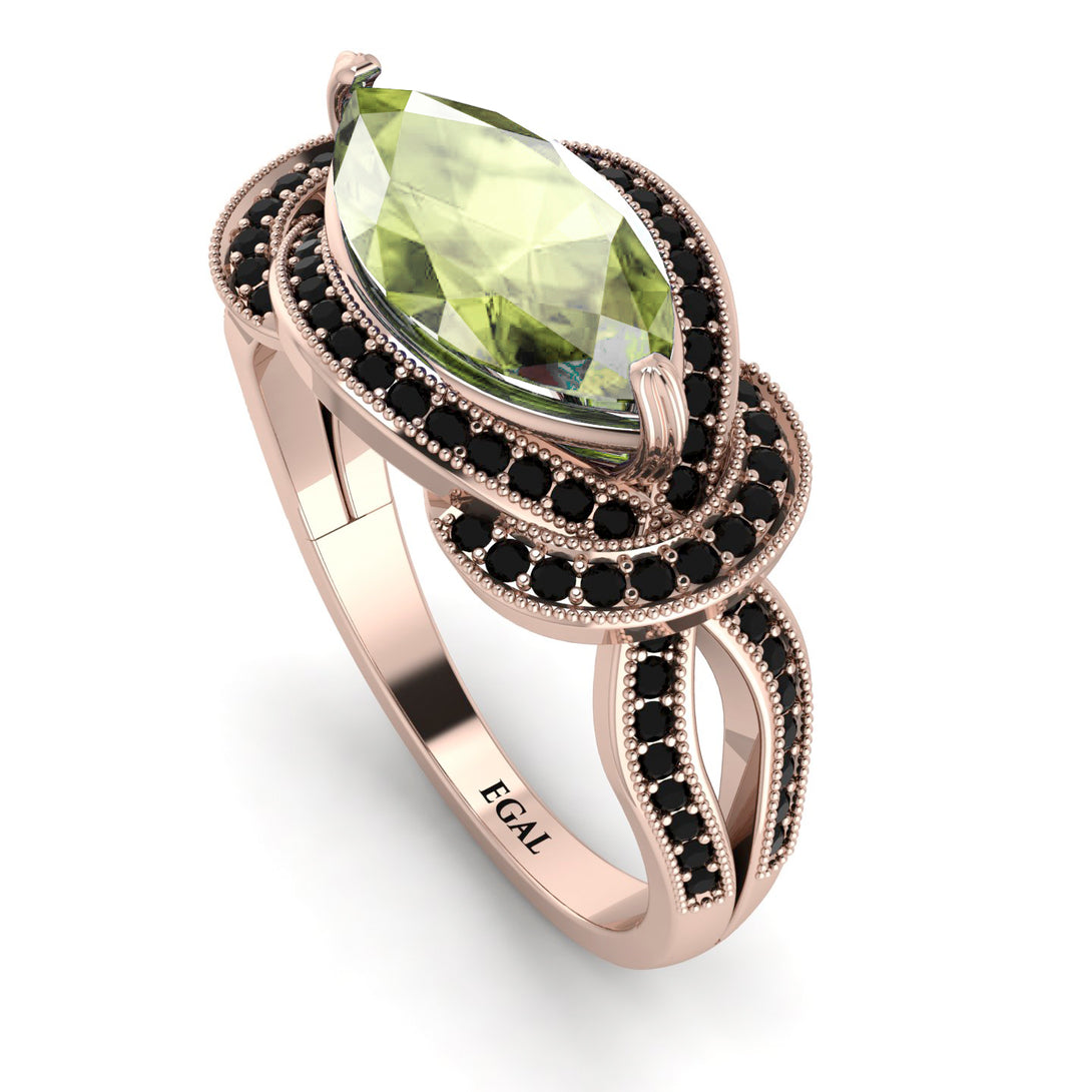Milgrain Marquise Peridot Engagement Ring - Marley No. 708