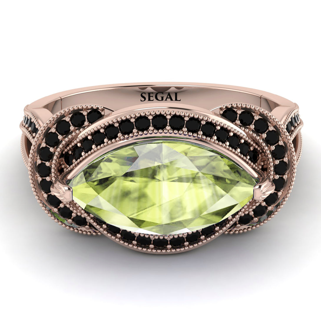 Milgrain Marquise Peridot Engagement Ring - Marley No. 708