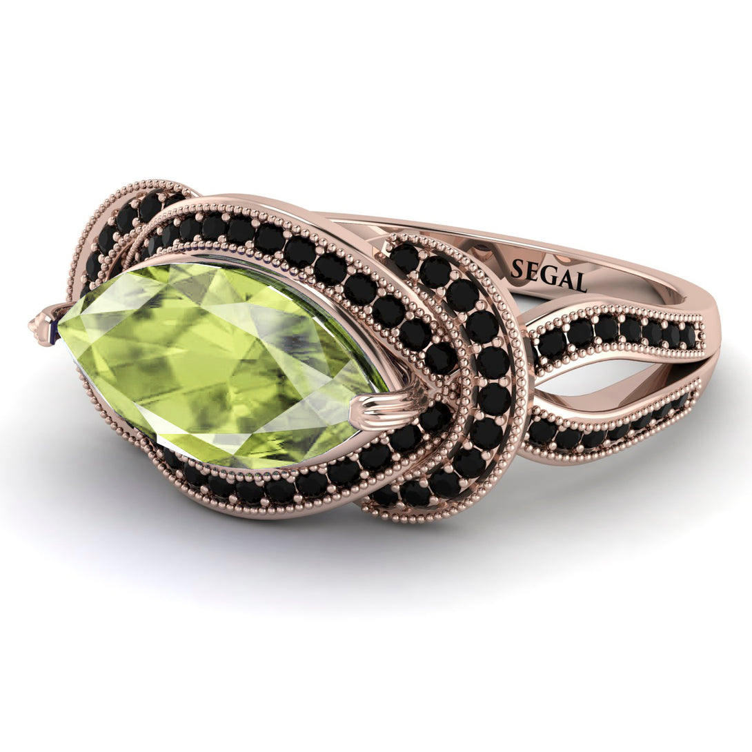 Milgrain Marquise Peridot Engagement Ring - Marley No. 708