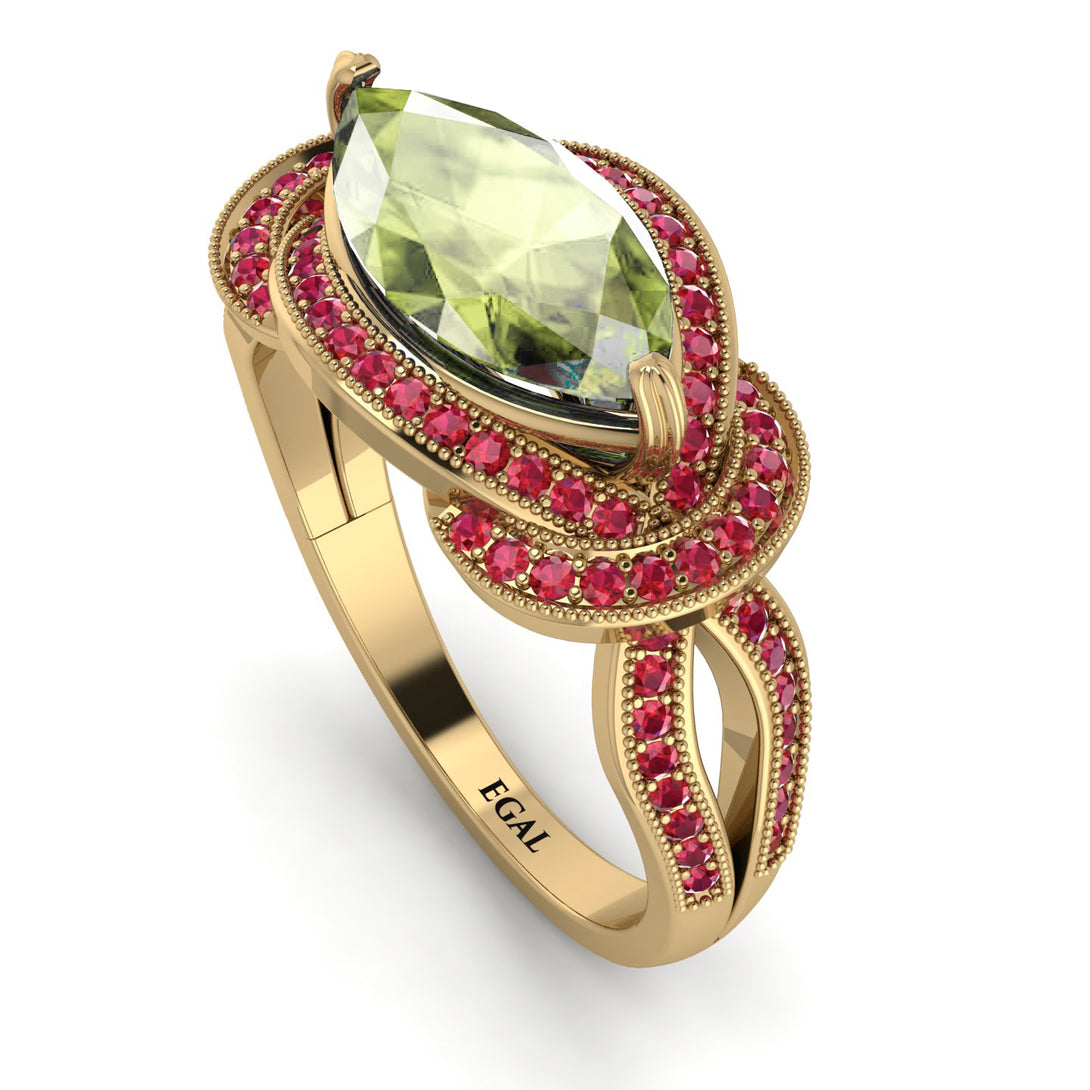 Milgrain Marquise Peridot Engagement Ring - Marley No. 710