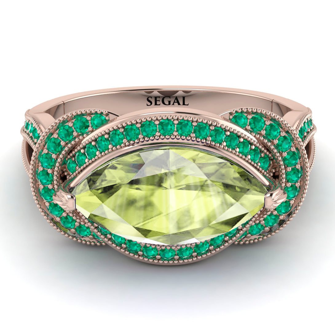 Milgrain Marquise Peridot Engagement Ring - Marley No. 705