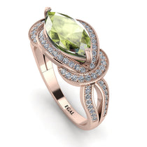 Milgrain Marquise Peridot Engagement Ring - Marley No. 702 image 1