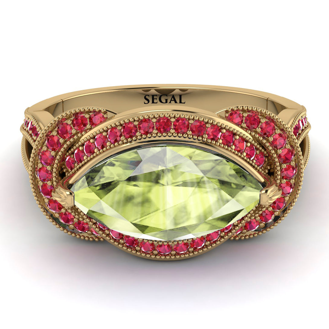 Milgrain Marquise Peridot Engagement Ring - Marley No. 710