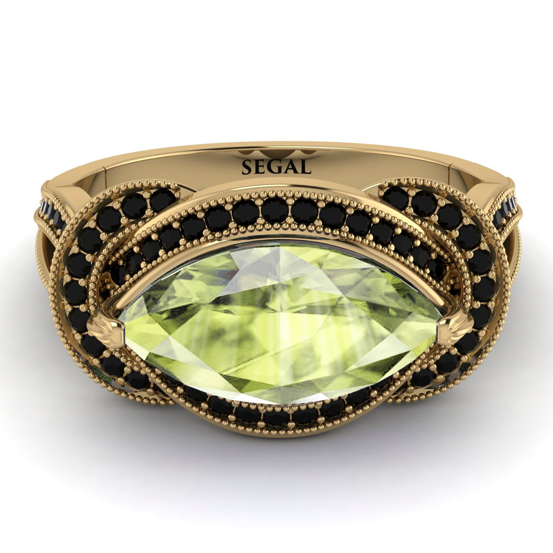 Milgrain Marquise Peridot Engagement Ring - Marley No. 707