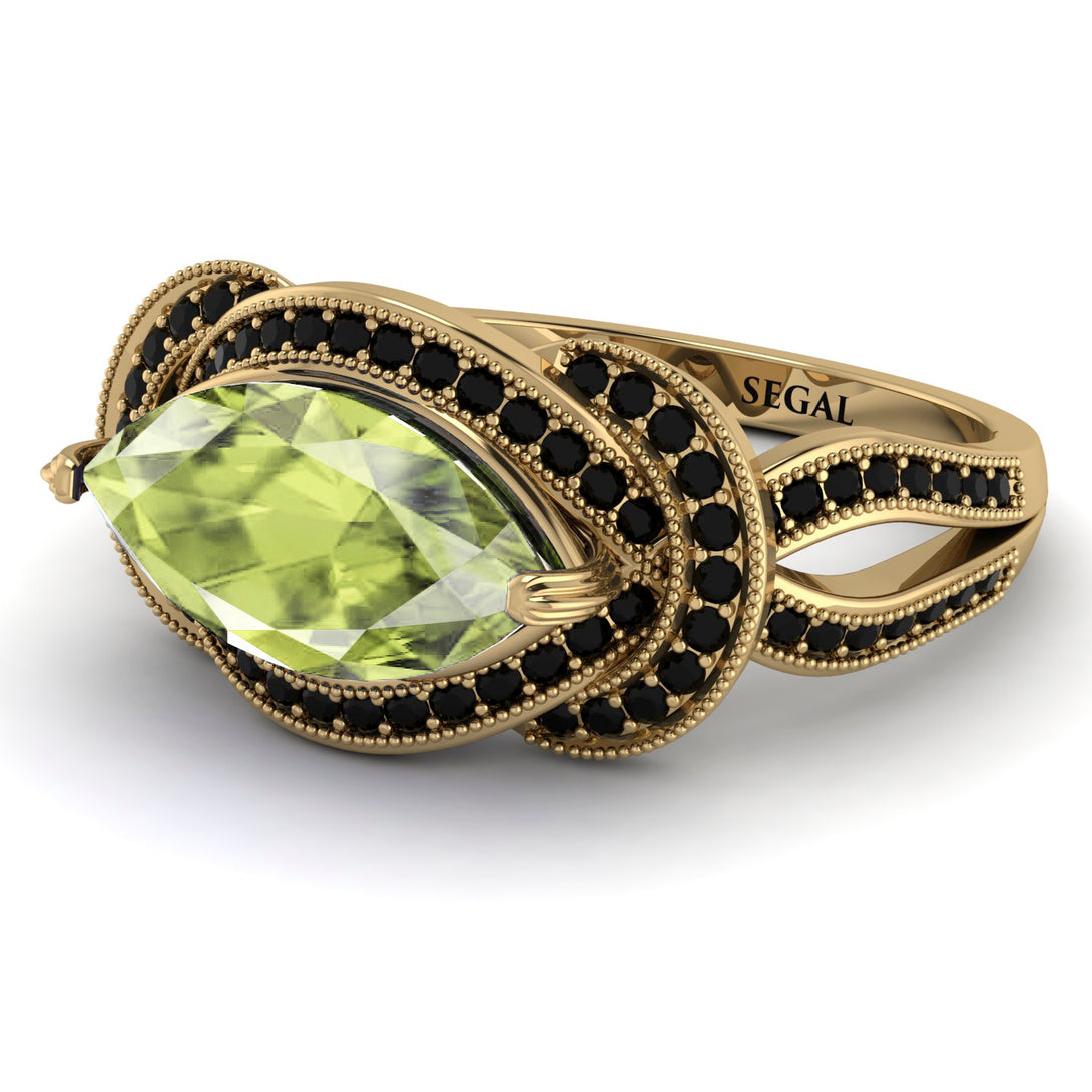 Milgrain Marquise Peridot Engagement Ring - Marley No. 707