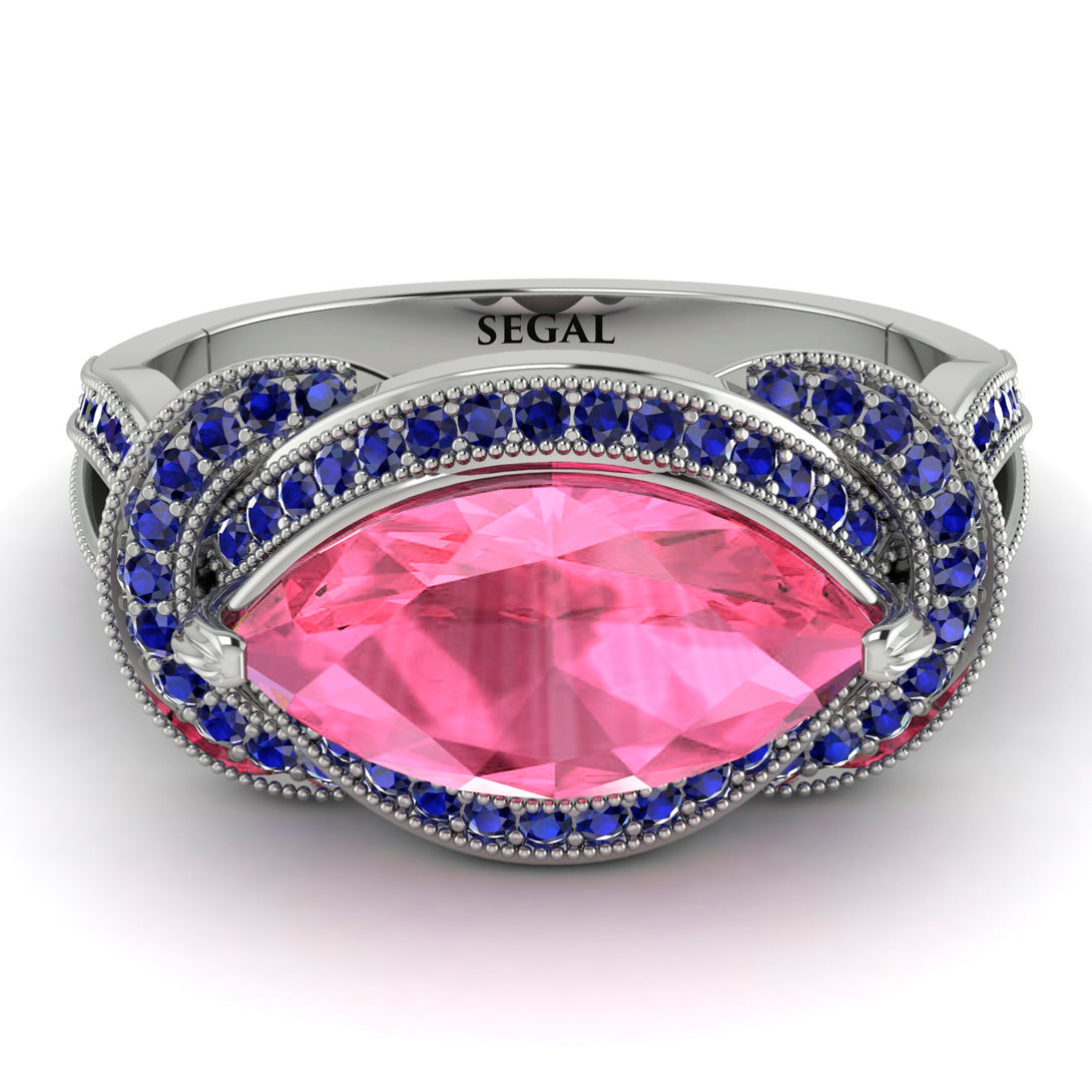 Milgrain Marquise Pink Moissanite Engagement Ring - Marley No. 815