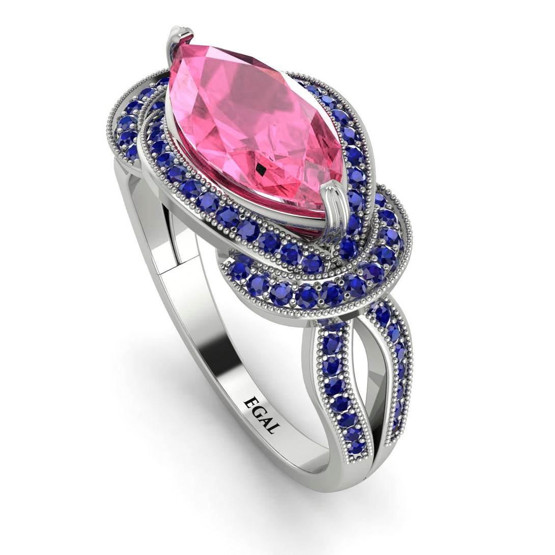 Milgrain Marquise Pink Moissanite Engagement Ring - Marley No. 815